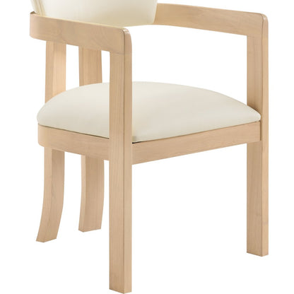 Lavrin Cream Vegan Leather Upholstered Dining Arm Chair, Set of 2