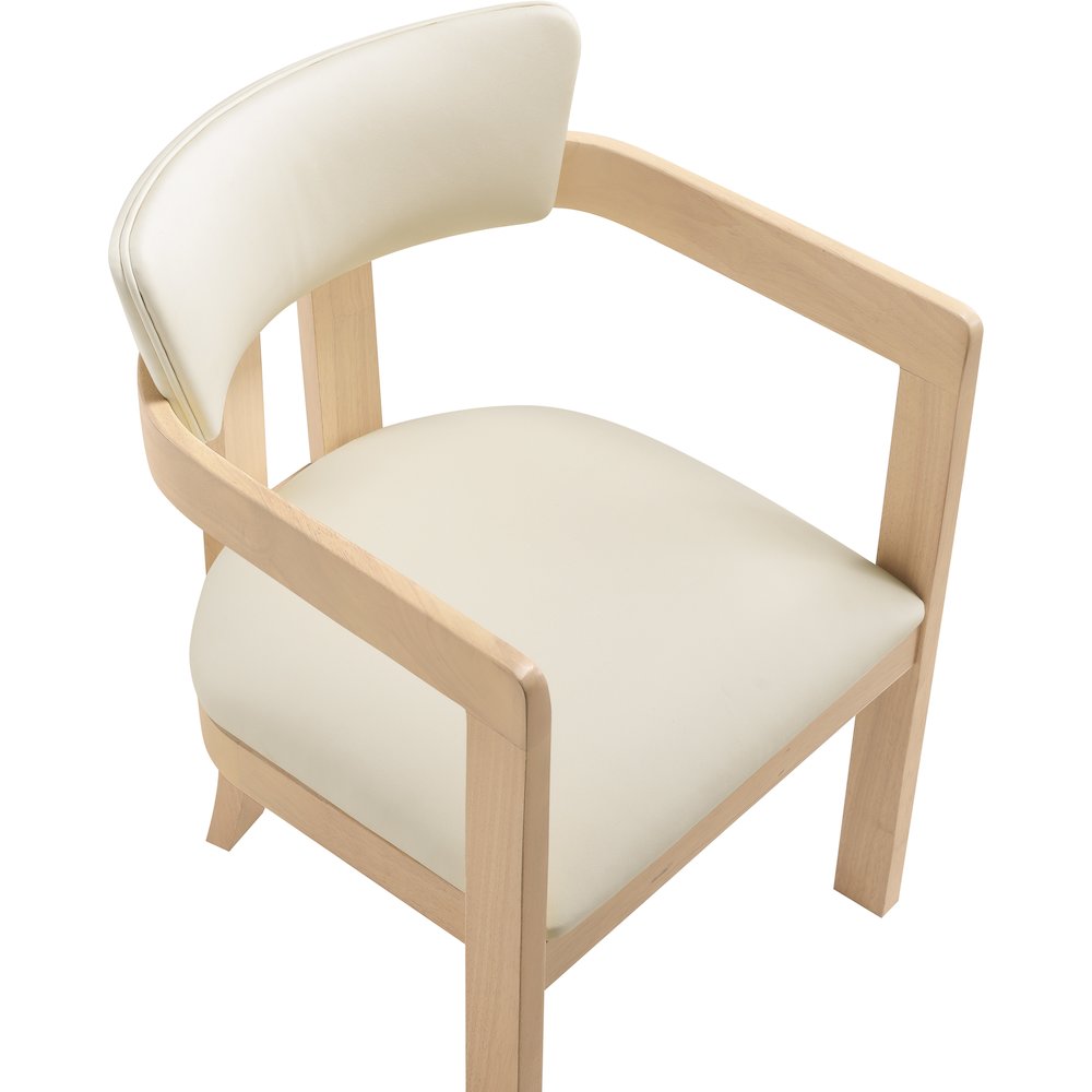 Lavrin Cream Vegan Leather Upholstered Dining Arm Chair, Set of 2
