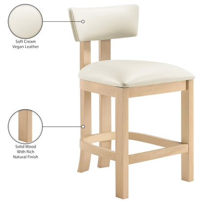 Lavrin Cream Vegan Leather Upholstered Counter Stool, Set of 2