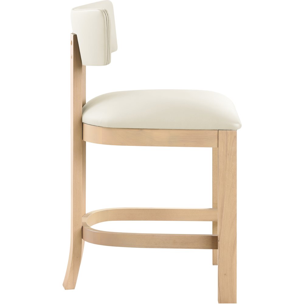 Lavrin Cream Vegan Leather Upholstered Counter Stool, Set of 2