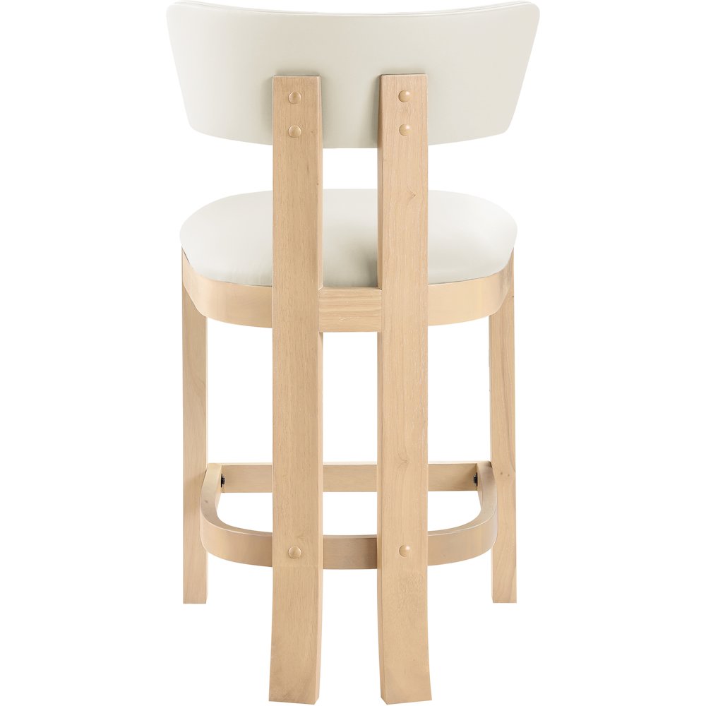 Lavrin Cream Vegan Leather Upholstered Counter Stool, Set of 2