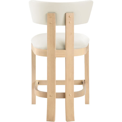 Lavrin Cream Vegan Leather Upholstered Counter Stool, Set of 2