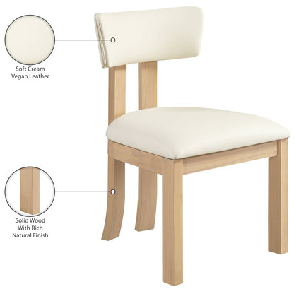 Lavrin Cream Vegan Leather Upholstered Dining Side Chair, Set of 2