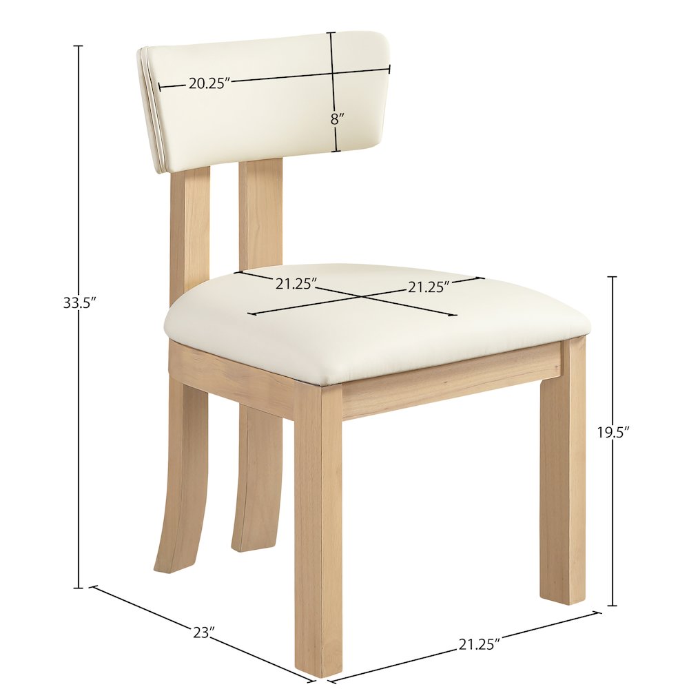 Lavrin Cream Vegan Leather Upholstered Dining Side Chair, Set of 2