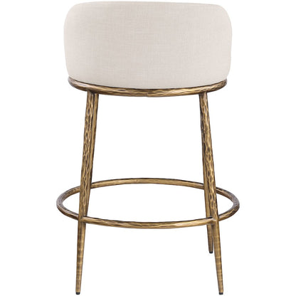 Ferro Beige Linen Textured Performance Fabric Upholstered Counter Stool