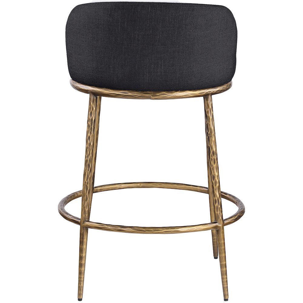 Ferro Black Linen Textured Performance Fabric Upholstered Counter Stool