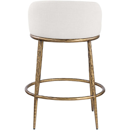 Ferro Cream Linen Textured Performance Fabric Upholstered Counter Stool