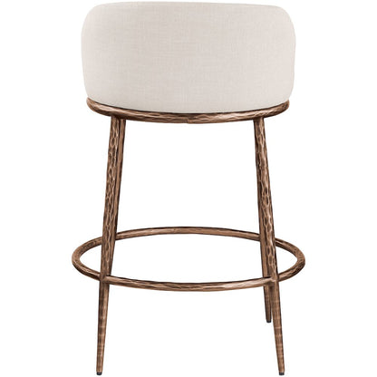 Ferro Beige Linen Textured Performance Fabric Upholstered Counter Stool