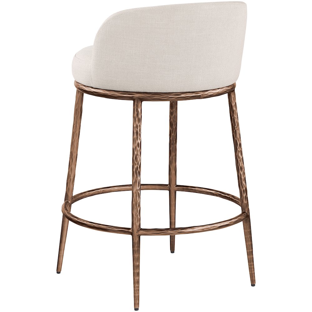 Ferro Beige Linen Textured Performance Fabric Upholstered Counter Stool