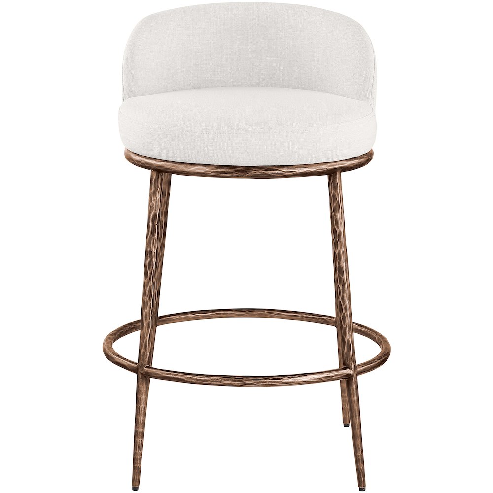 Ferro Cream Linen Textured Performance Fabric Upholstered Counter Stool