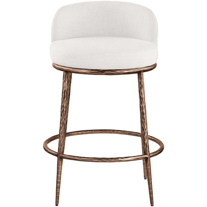 Ferro Cream Linen Textured Performance Fabric Upholstered Counter Stool