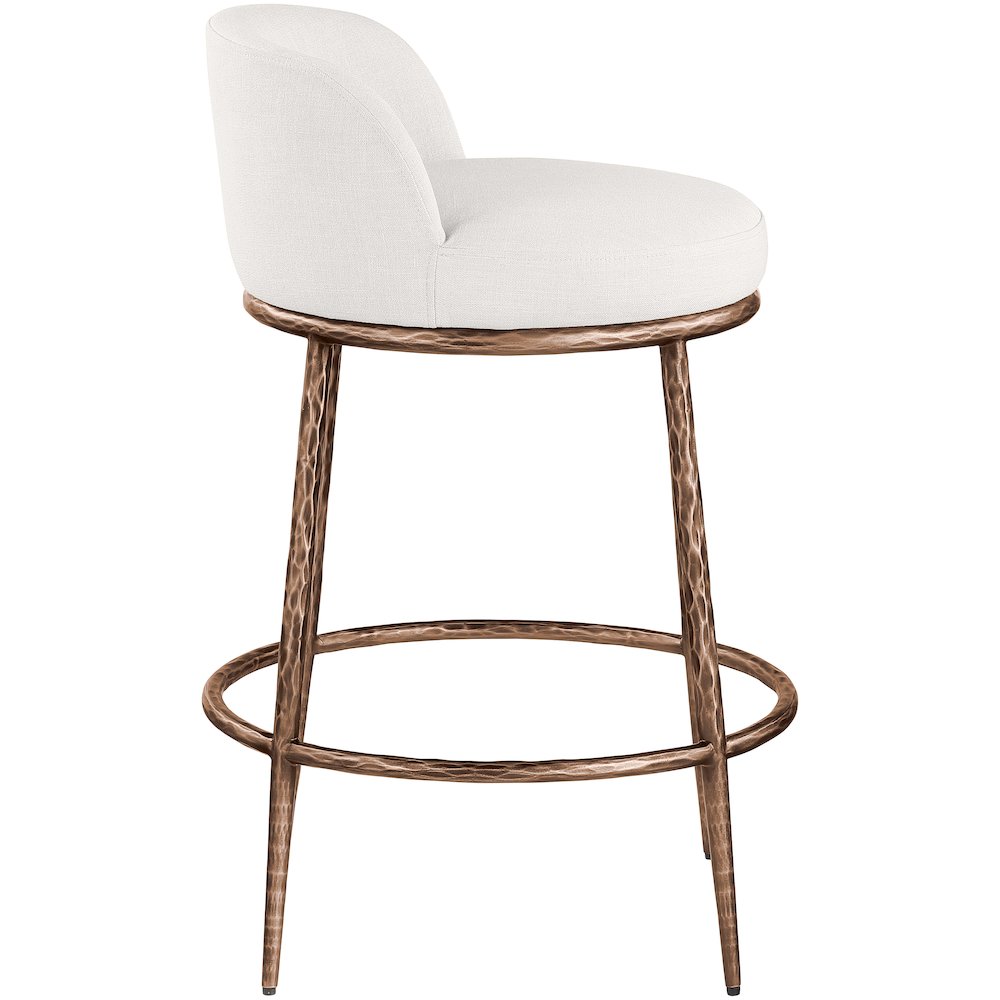 Ferro Cream Linen Textured Performance Fabric Upholstered Counter Stool