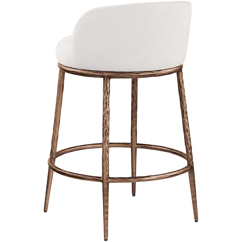 Ferro Cream Linen Textured Performance Fabric Upholstered Counter Stool