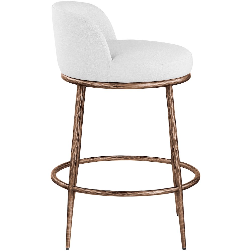 Ferro White Linen Textured Performance Fabric Upholstered Counter Stool