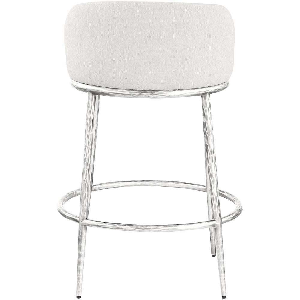 Ferro Cream Linen Textured Performance Fabric Upholstered Counter Stool