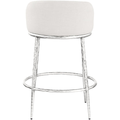 Ferro Cream Linen Textured Performance Fabric Upholstered Counter Stool