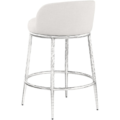 Ferro Cream Linen Textured Performance Fabric Upholstered Counter Stool