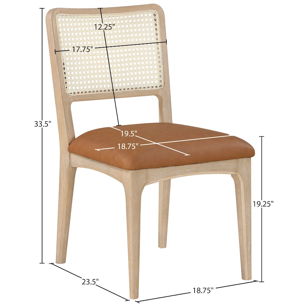 Atrium Cognac Vegan Leather Upholstered Dining Chair, Set of 2