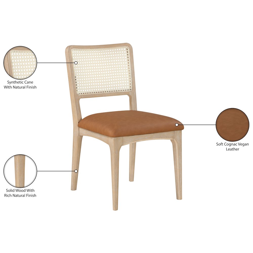 Atrium Cognac Vegan Leather Upholstered Dining Chair, Set of 2