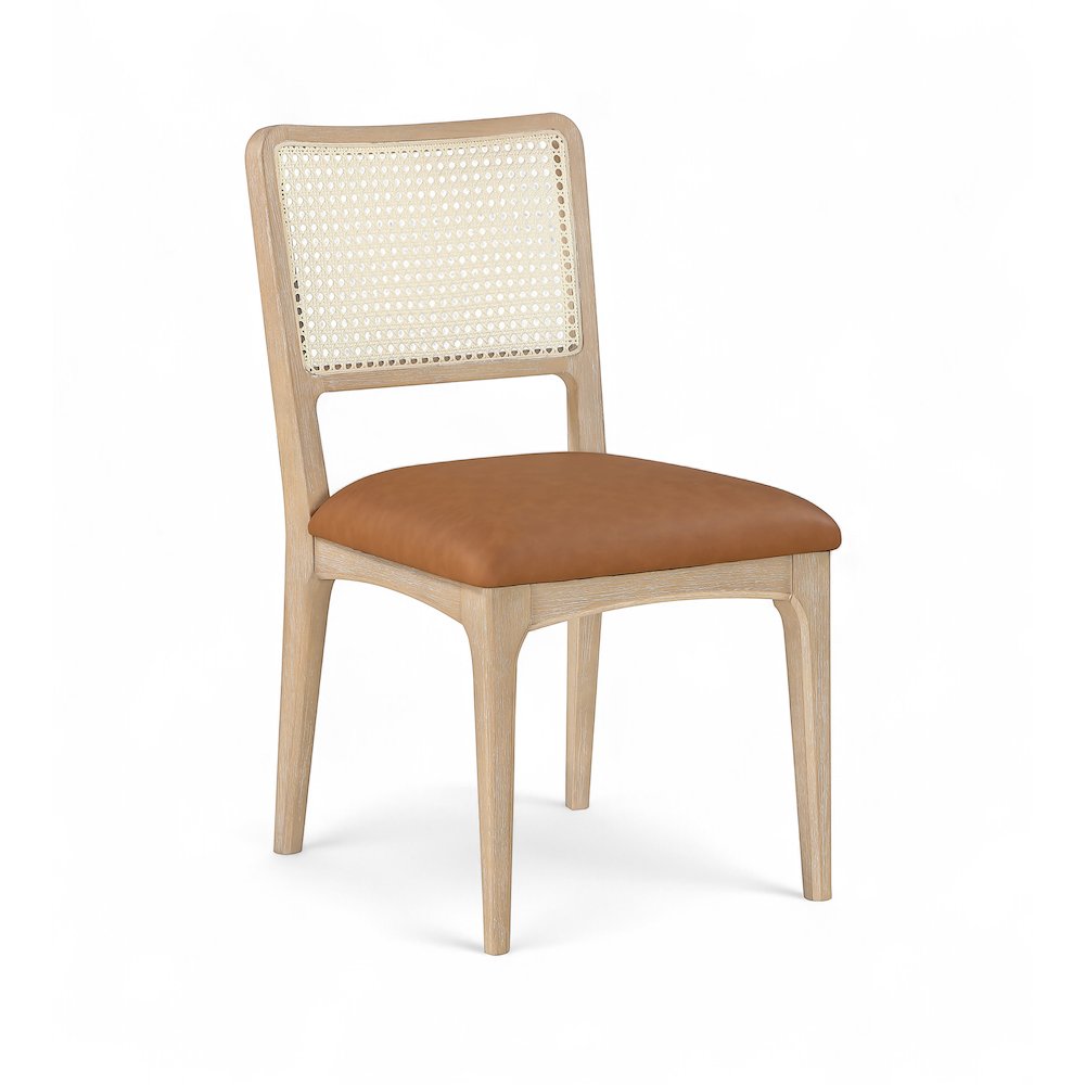 Atrium Cognac Vegan Leather Upholstered Dining Chair, Set of 2