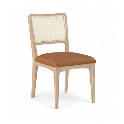 Atrium Cognac Vegan Leather Upholstered Dining Chair, Set of 2