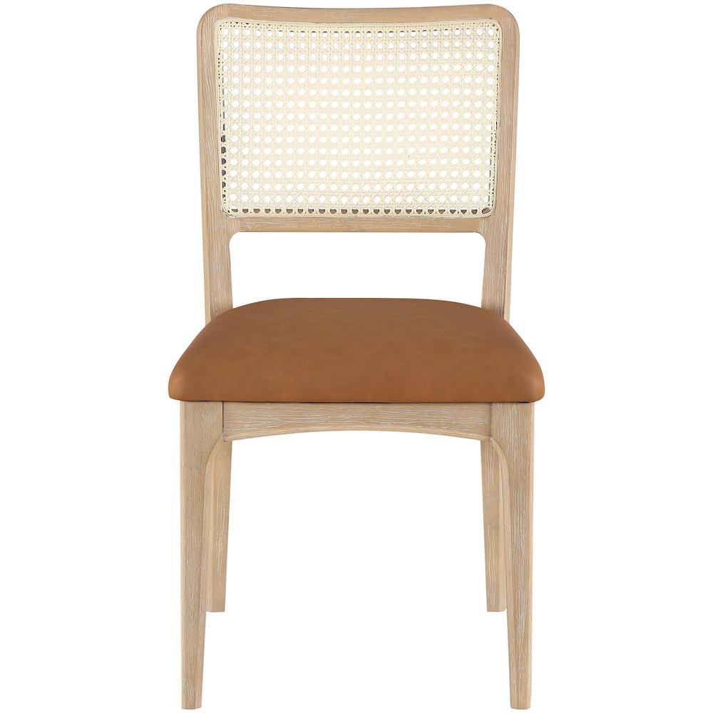 Atrium Cognac Vegan Leather Upholstered Dining Chair, Set of 2
