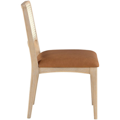 Atrium Cognac Vegan Leather Upholstered Dining Chair, Set of 2