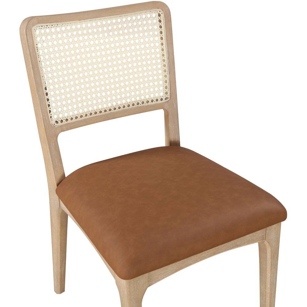 Atrium Cognac Vegan Leather Upholstered Dining Chair, Set of 2
