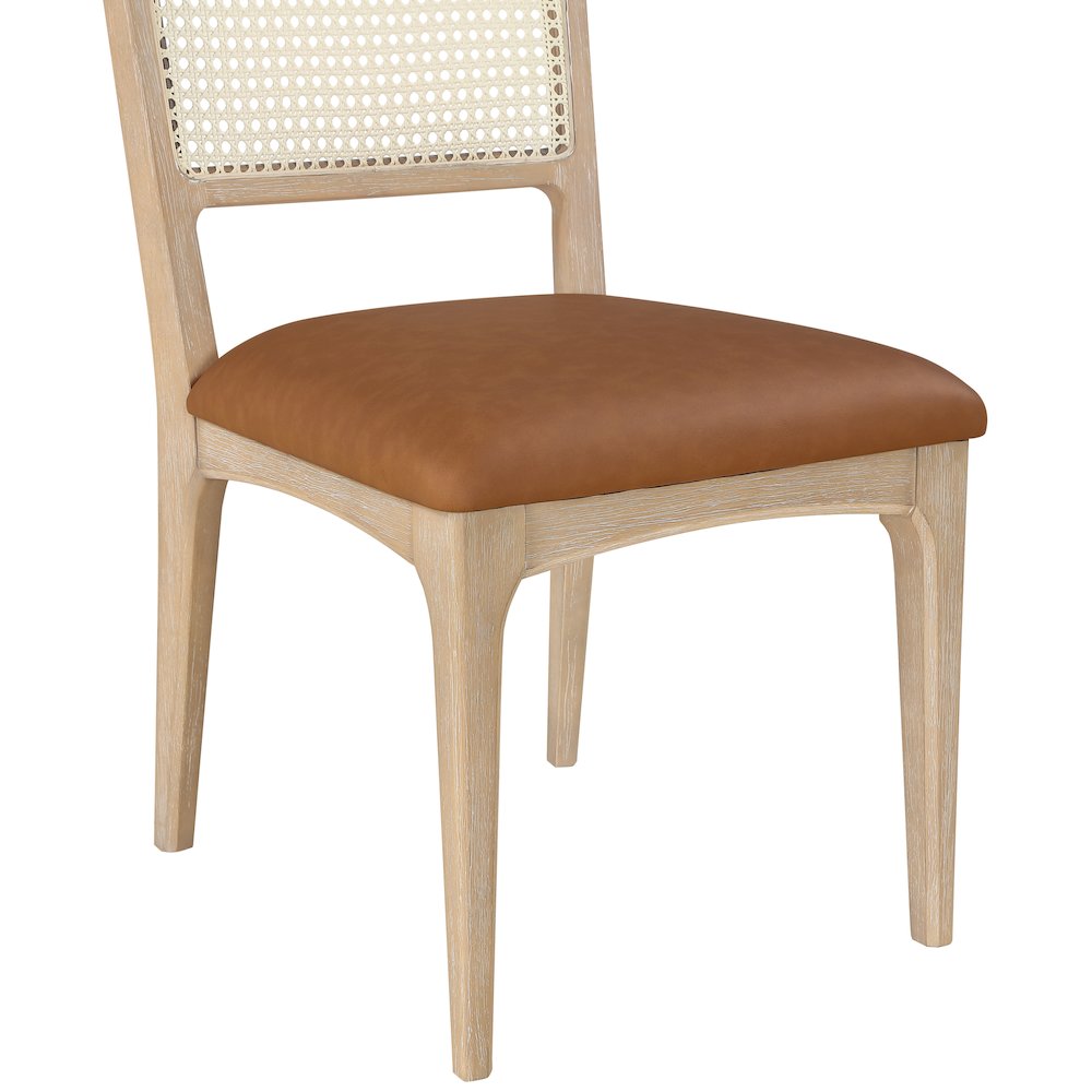 Atrium Cognac Vegan Leather Upholstered Dining Chair, Set of 2