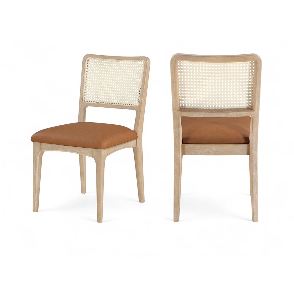 Atrium Cognac Vegan Leather Upholstered Dining Chair, Set of 2