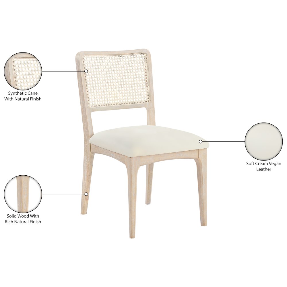 Atrium Cream Vegan Leather Upholstered Dining Chair, Set of 2