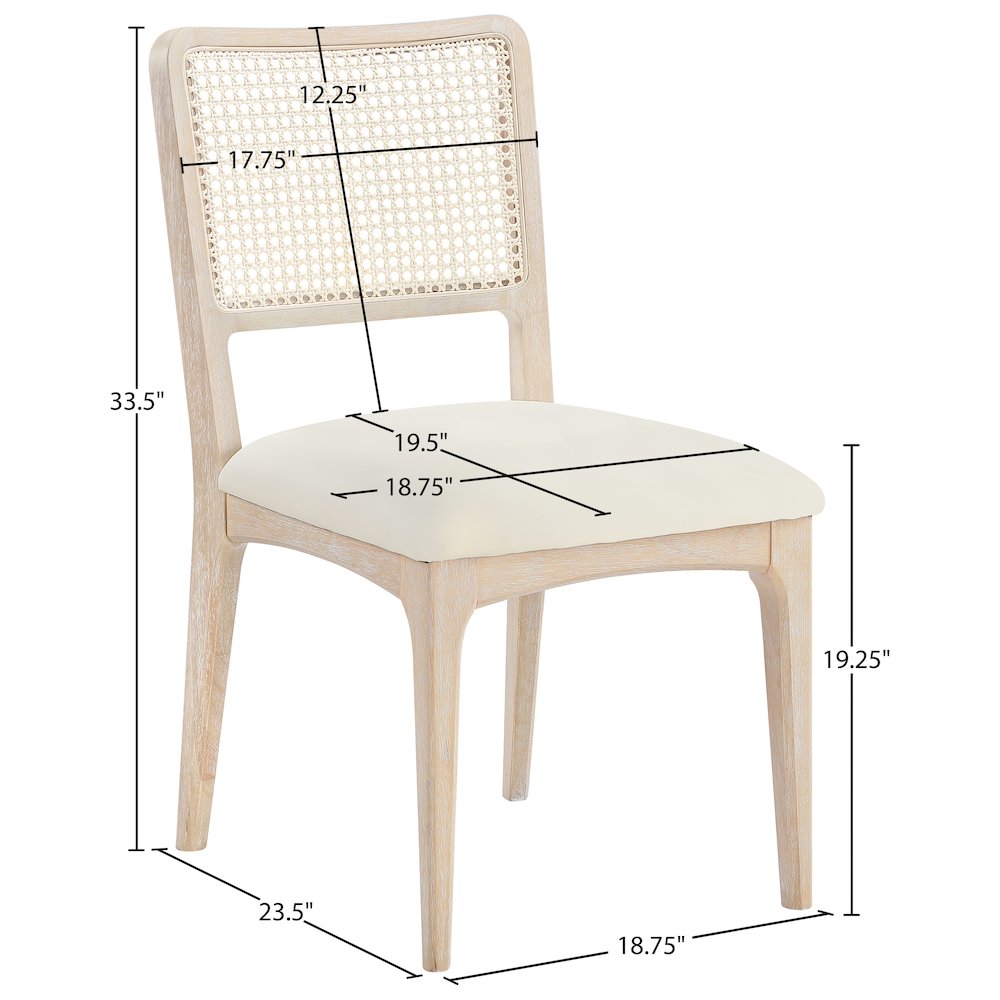 Atrium Cream Vegan Leather Upholstered Dining Chair, Set of 2