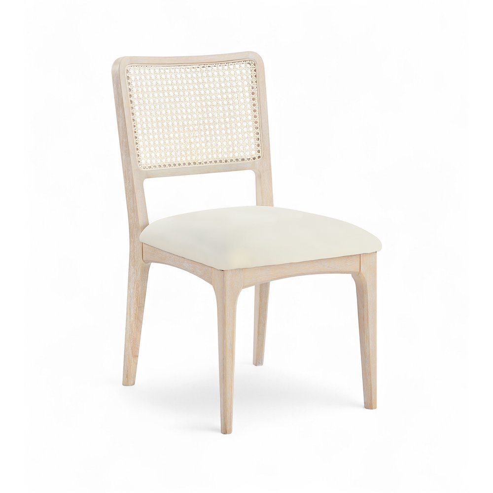 Atrium Cream Vegan Leather Upholstered Dining Chair, Set of 2
