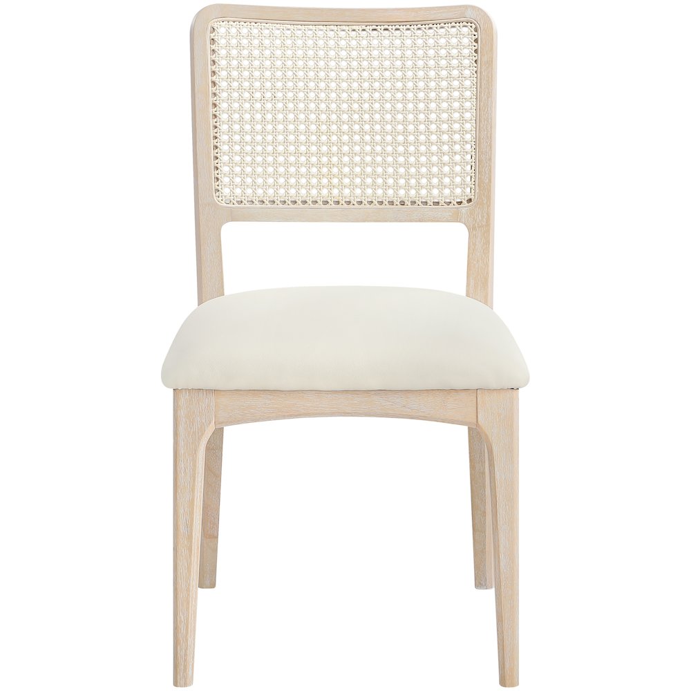 Atrium Cream Vegan Leather Upholstered Dining Chair, Set of 2