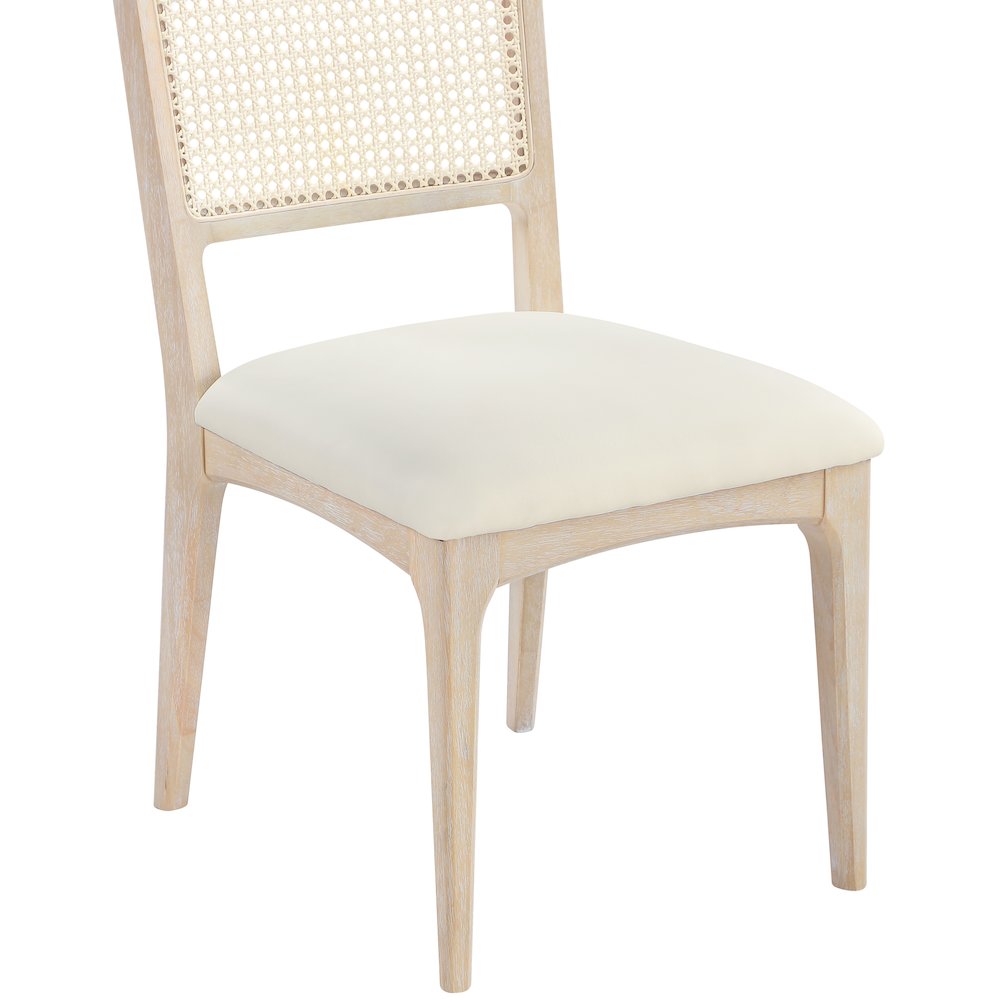 Atrium Cream Vegan Leather Upholstered Dining Chair, Set of 2