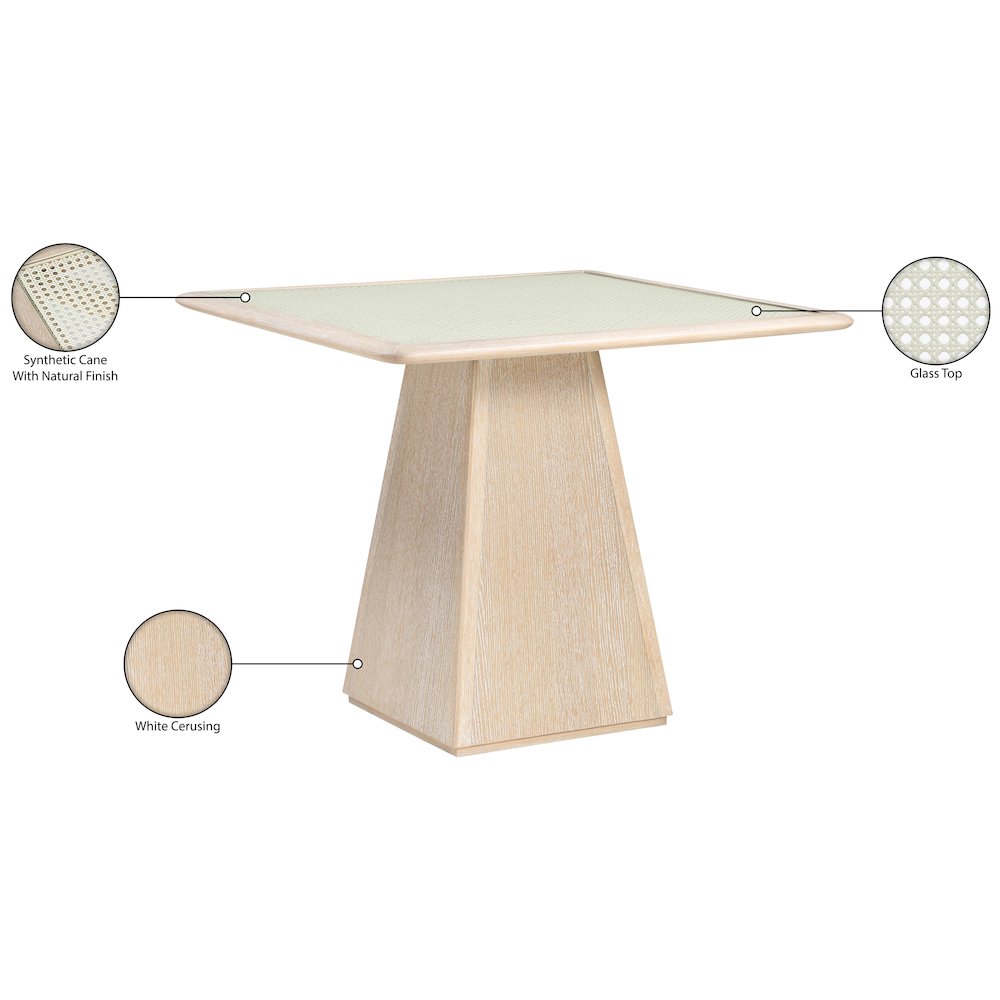 Atrium 36" Natural Glass And Cane Top With Solid Wood Base Dining / Game Table