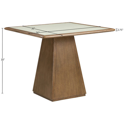 Atrium 36" Brown Glass And Cane Top With Solid Wood Base Dining / Game Table