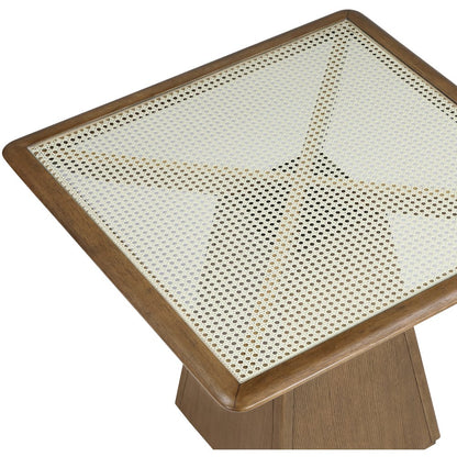Atrium 36" Brown Glass And Cane Top With Solid Wood Base Dining / Game Table