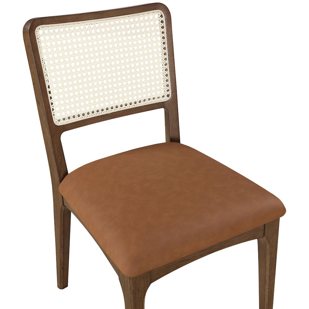Atrium Cognac Vegan Leather Upholstered Dining Chair, Set of 2