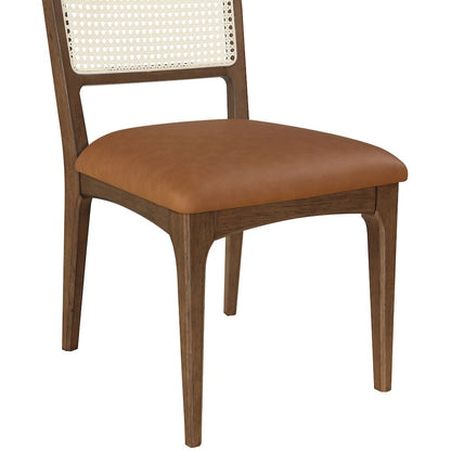 Atrium Cognac Vegan Leather Upholstered Dining Chair, Set of 2