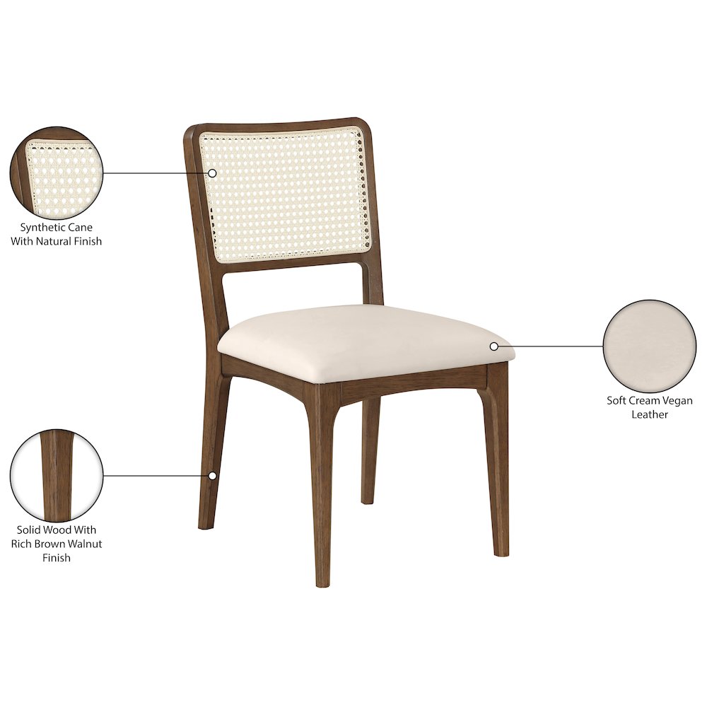 Atrium Cream Vegan Leather Upholstered Dining Chair, Set of 2