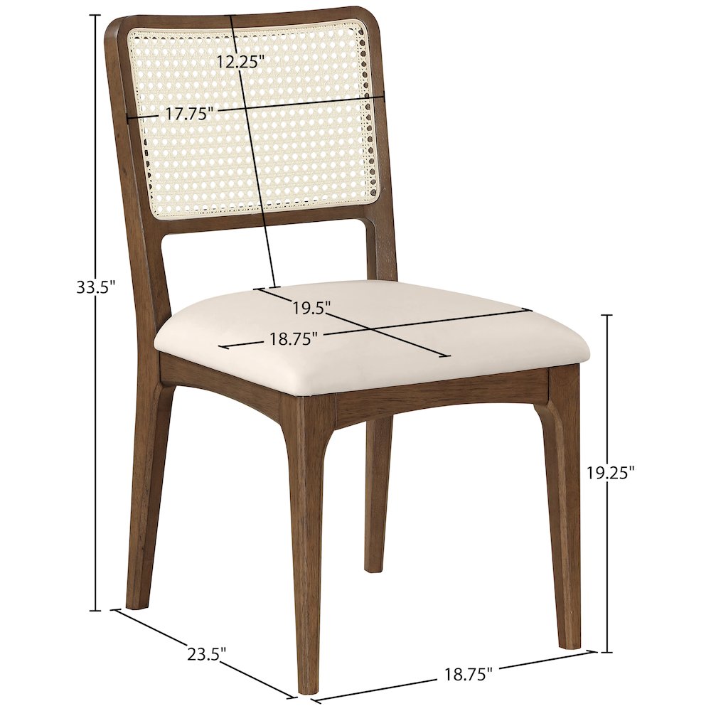 Atrium Cream Vegan Leather Upholstered Dining Chair, Set of 2