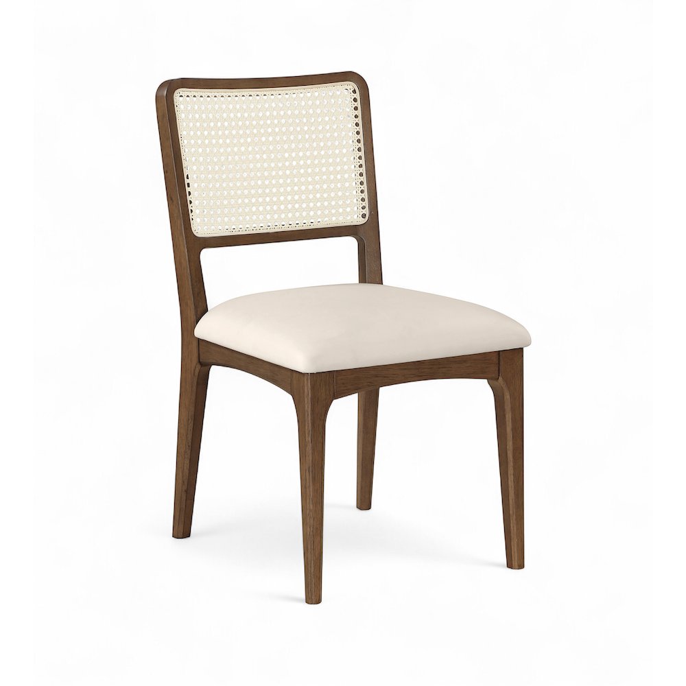Atrium Cream Vegan Leather Upholstered Dining Chair, Set of 2