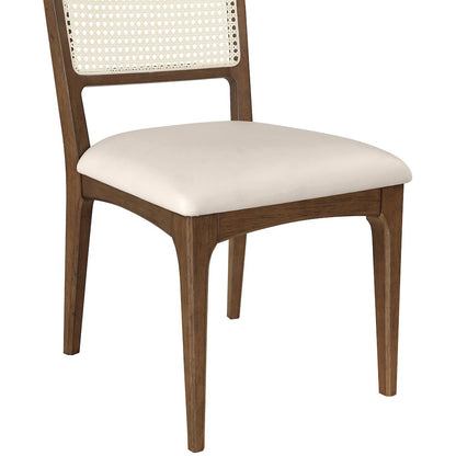 Atrium Cream Vegan Leather Upholstered Dining Chair, Set of 2