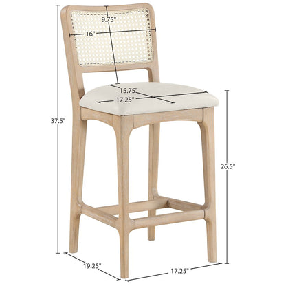 Atrium Cream Vegan Leather Upholstered Counter Stool, Set of 2