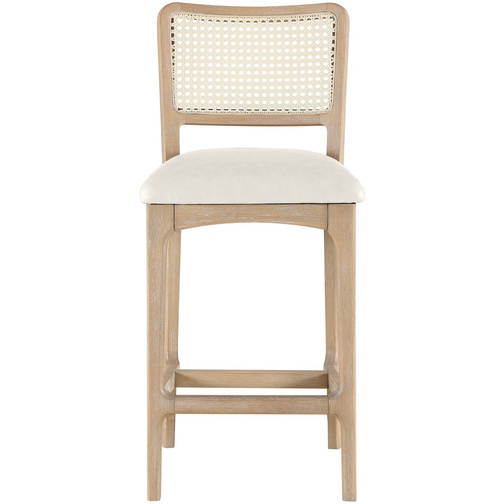 Atrium Cream Vegan Leather Upholstered Counter Stool, Set of 2