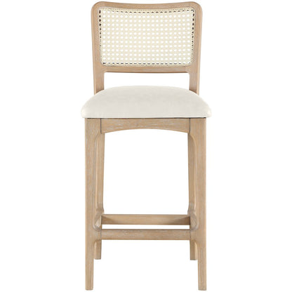 Atrium Cream Vegan Leather Upholstered Counter Stool, Set of 2