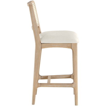 Atrium Cream Vegan Leather Upholstered Counter Stool, Set of 2