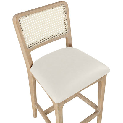 Atrium Cream Vegan Leather Upholstered Counter Stool, Set of 2