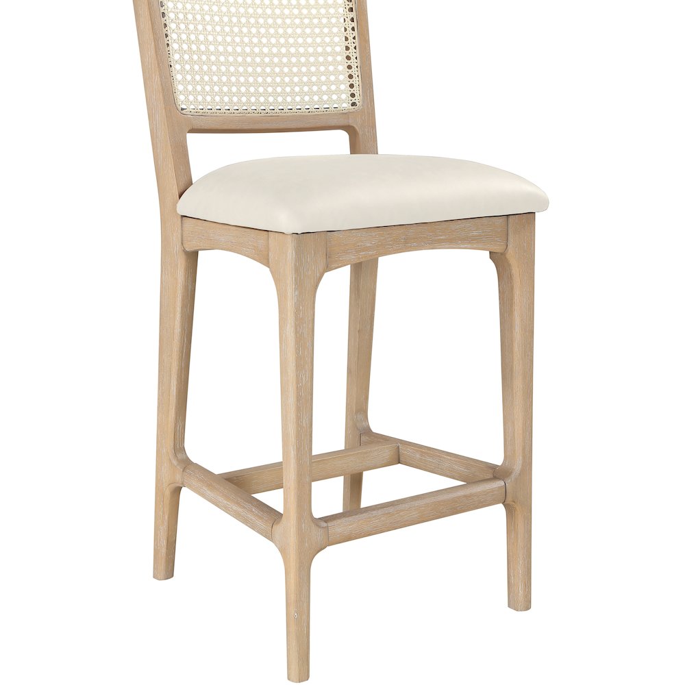 Atrium Cream Vegan Leather Upholstered Counter Stool, Set of 2